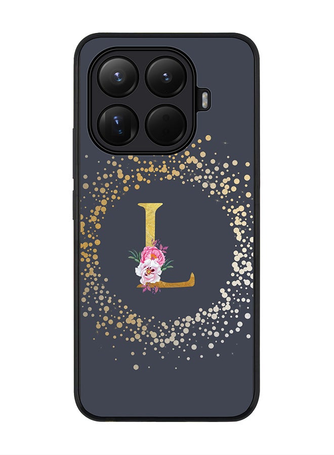 For Xiaomi 15T Pro Case,Slim fit Camera Protection, Shockproof Thin Phone cover  - Custom Monogram Floral - L  (Grey )